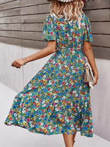 Summer New Fashion Floral Dress - Midi Dresses - INS | Online Fashion Free Shipping Clothing, Dresses, Tops, Shoes - 18/06/2021 - 20-30 - color-blue