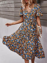 Summer New Fashion Floral Dress - Midi Dresses - INS | Online Fashion Free Shipping Clothing, Dresses, Tops, Shoes - 18/06/2021 - 20-30 - color-blue