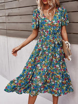 Summer New Fashion Floral Dress - Midi Dresses - INS | Online Fashion Free Shipping Clothing, Dresses, Tops, Shoes - 18/06/2021 - 20-30 - color-blue