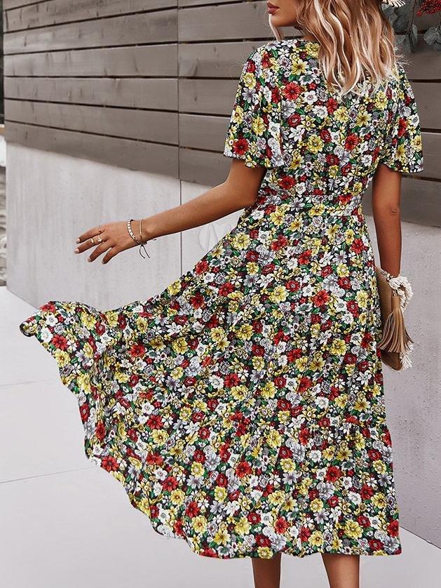 Summer New Fashion Floral Dress - Midi Dresses - INS | Online Fashion Free Shipping Clothing, Dresses, Tops, Shoes - 18/06/2021 - 20-30 - color-blue