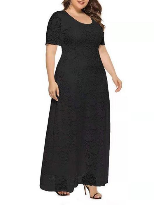 Summer Plus Size Lace Hollow Maxi Dress - Maxi Dresses - INS | Online Fashion Free Shipping Clothing, Dresses, Tops, Shoes - 14/05/2021 - 140521 - Color_Black