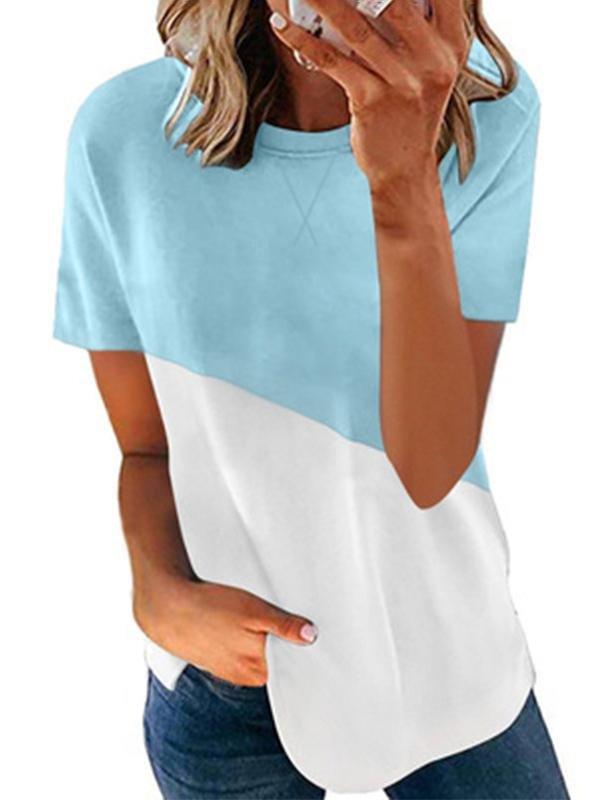 Summer Short Sleeve Two Tone Contrasting Neckline T-shirt - T-Shirts - INS | Online Fashion Free Shipping Clothing, Dresses, Tops, Shoes - 02/04/2021 - 2XL - Black