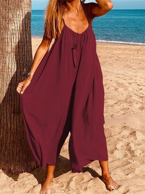 Summer Sleeveless Loose Leisure Cool One-Piece Suspenders - Jumpsuits & Rompers - INS | Online Fashion Free Shipping Clothing, Dresses, Tops, Shoes - 17/07/2021 - 20-30 - Bottoms