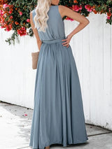 Summer Solid V-neck Sleeveless Evening Dress - Maxi Dresses - INS | Online Fashion Free Shipping Clothing, Dresses, Tops, Shoes - 14/05/2021 - 140521 - Color_Light Blue