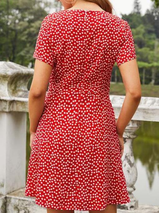 Summer Square Neck Print Dress - Mini Dresses - INS | Online Fashion Free Shipping Clothing, Dresses, Tops, Shoes - 19/06/2021 - 20-30 - color-red