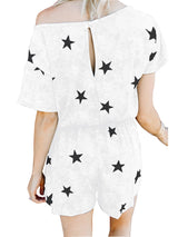 Summer Star Print Tie-dye Short-sleeved Jumpsuit - Jumpsuits - INS | Online Fashion Free Shipping Clothing, Dresses, Tops, Shoes - 24/05/2021 - Color_Black - Color_Blue