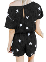 Summer Star Print Tie-dye Short-sleeved Jumpsuit - Jumpsuits - INS | Online Fashion Free Shipping Clothing, Dresses, Tops, Shoes - 24/05/2021 - Color_Black - Color_Blue