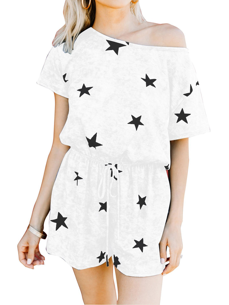 Summer Star Print Tie-dye Short-sleeved Jumpsuit - Jumpsuits - INS | Online Fashion Free Shipping Clothing, Dresses, Tops, Shoes - 24/05/2021 - Color_Black - Color_Blue