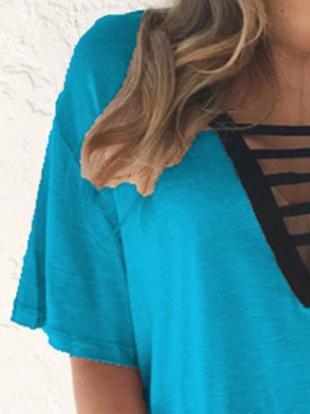 Summer V-neck Short-sleeved T-shirt - T-shirts - INS | Online Fashion Free Shipping Clothing, Dresses, Tops, Shoes - 10-20 - 22/06/2021 - color-blue