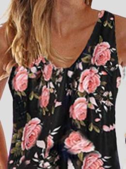 Summer V Neck Sleeveless Print Mini Dress - Mini Dresses - INS | Online Fashion Free Shipping Clothing, Dresses, Tops, Shoes - 05/07/2021 - 10-20 - color-black