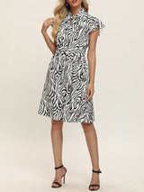 Summer Women Zebra Print Ruffled Sleeve Midi Dress - Midi Dresses - INS | Online Fashion Free Shipping Clothing, Dresses, Tops, Shoes - 02/04/2021 - 2XL - Color_White