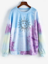 Sun Graphic Tie Dye Oversize Sweatshirt - INS | Online Fashion Free Shipping Clothing, Dresses, Tops, Shoes