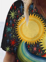 Sun Painting Print Short-sleeved T-shirt - T-shirts - INS | Online Fashion Free Shipping Clothing, Dresses, Tops, Shoes - 09/06/2021 - Color_Black - Size_2XL