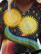 Sun Painting Print Short-sleeved T-shirt - T-shirts - INS | Online Fashion Free Shipping Clothing, Dresses, Tops, Shoes - 09/06/2021 - Color_Black - Size_2XL