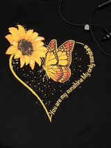 Sunflower & Butterfly Print Tee - INS | Online Fashion Free Shipping Clothing, Dresses, Tops, Shoes