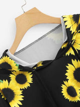 Sunflower Print Crop Hoodie - INS | Online Fashion Free Shipping Clothing, Dresses, Tops, Shoes