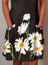 Sunflower Print Pocket Sleeveless Dress - Mini Dresses - INS | Online Fashion Free Shipping Clothing, Dresses, Tops, Shoes - 19/06/2021 - 20-30 - Category_Mini Dresses