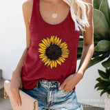 Sunflower Print Round Neck Pullover Sleeveless Vest - Tank Tops - INS | Online Fashion Free Shipping Clothing, Dresses, Tops, Shoes - 02/06/2021 - Color_Gray - Color_Red