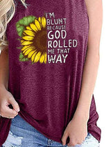 Sunflower Print Round Neck Sleeveless Tank Top - Tanks - INS | Online Fashion Free Shipping Clothing, Dresses, Tops, Shoes - 01/06/2021 - Category_Tanks - Color_Blue