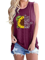 Sunflower Print Round Neck Sleeveless Tank Top - Tanks - INS | Online Fashion Free Shipping Clothing, Dresses, Tops, Shoes - 01/06/2021 - Category_Tanks - Color_Blue