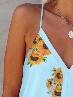 Sunflower V-neck Strap Tank Top - Tank Tops - INS | Online Fashion Free Shipping Clothing, Dresses, Tops, Shoes - 10-20 - 18/06/2021 - color-blue