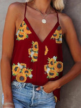 Sunflower V-neck Strap Tank Top - Tank Tops - INS | Online Fashion Free Shipping Clothing, Dresses, Tops, Shoes - 10-20 - 18/06/2021 - color-blue