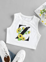 Sunflower Z Graphic Crop Tank Top - INS | Online Fashion Free Shipping Clothing, Dresses, Tops, Shoes