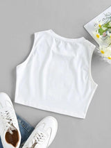 Sunflower Z Graphic Crop Tank Top - INS | Online Fashion Free Shipping Clothing, Dresses, Tops, Shoes