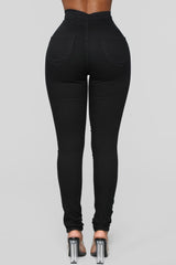 Super High Waist Denim Skinnies - Black - Jeans - INS | Online Fashion Free Shipping Clothing, Dresses, Tops, Shoes - 0 - 03/09/2021 - 1