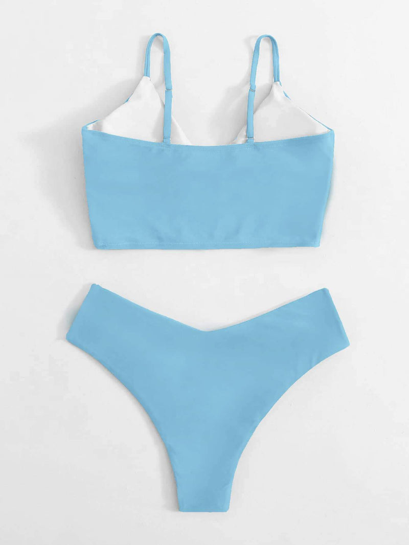 Surplice Neck Bikini Swimsuit - Lingerie - INS | Online Fashion Free Shipping Clothing, Dresses, Tops, Shoes - 02/26/2021 - Army Green - Baby Blue