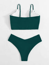 Surplice Neck Bikini Swimsuit - Lingerie - INS | Online Fashion Free Shipping Clothing, Dresses, Tops, Shoes - 02/26/2021 - Army Green - Baby Blue