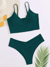 Surplice Neck Bikini Swimsuit - Lingerie - INS | Online Fashion Free Shipping Clothing, Dresses, Tops, Shoes - 02/26/2021 - Army Green - Baby Blue