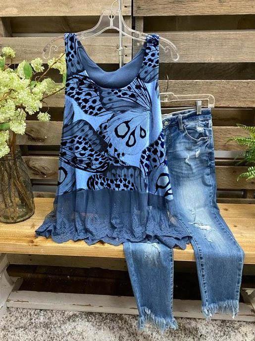 SWEET BUTTERFLY LEOPARD LACE BOTTOMING VEST - INS | Online Fashion Free Shipping Clothing, Dresses, Tops, Shoes