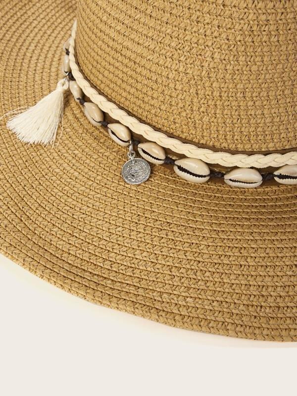 Tassel & Shell Decor Straw Hat - INS | Online Fashion Free Shipping Clothing, Dresses, Tops, Shoes