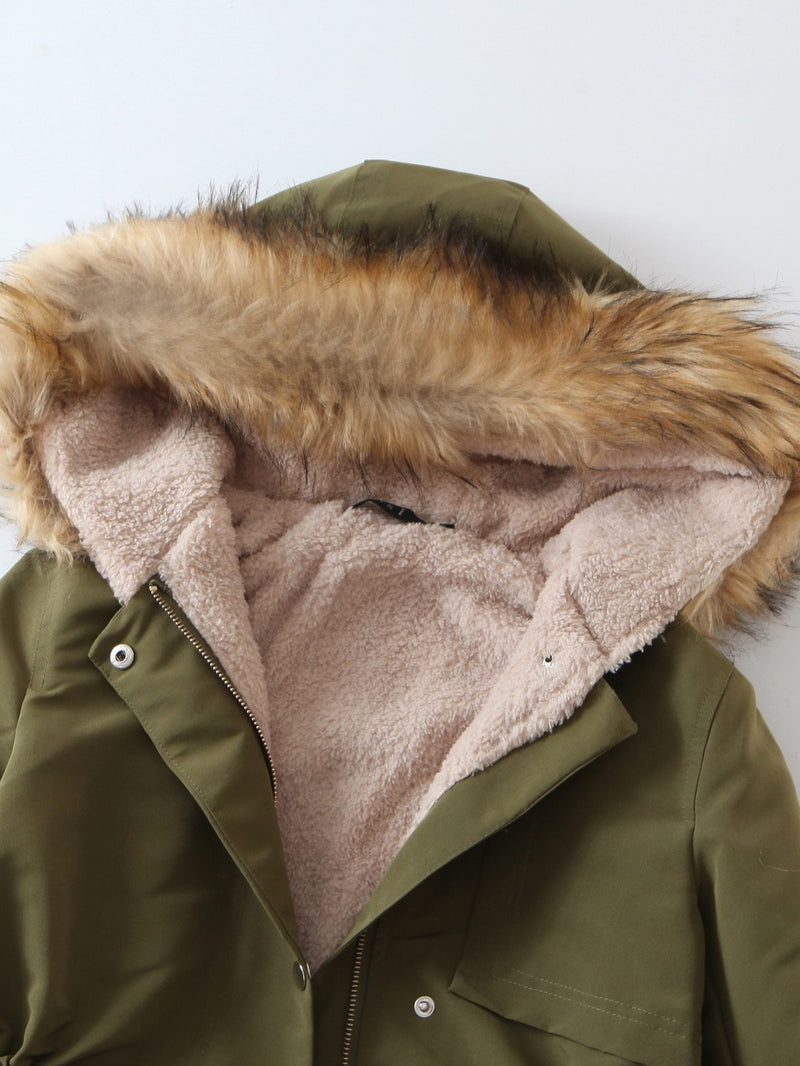 Teddy Lined Drawstring Parka Coat - INS | Online Fashion Free Shipping Clothing, Dresses, Tops, Shoes