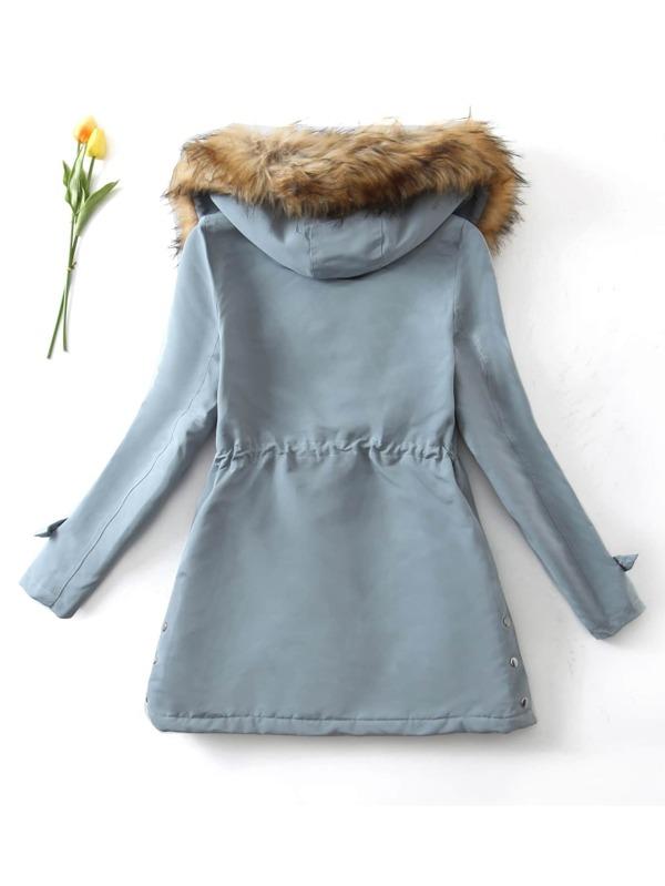 Teddy Lined Drawstring Parka Coat - INS | Online Fashion Free Shipping Clothing, Dresses, Tops, Shoes