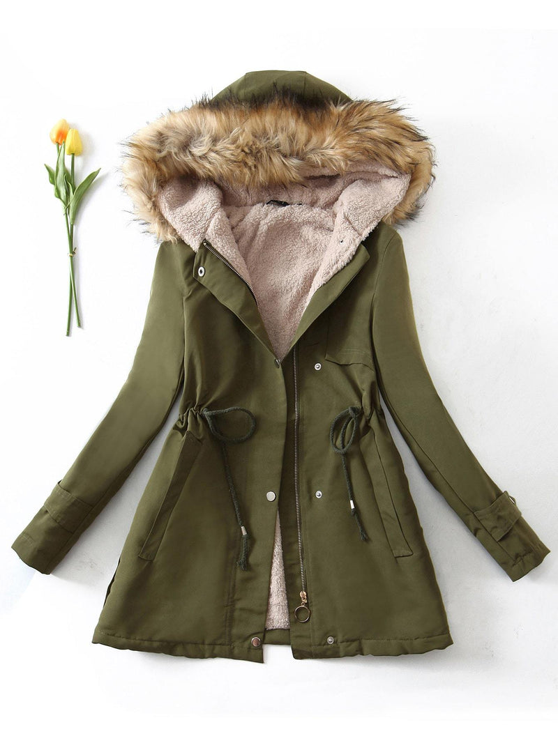 Teddy Lined Drawstring Parka Coat - INS | Online Fashion Free Shipping Clothing, Dresses, Tops, Shoes