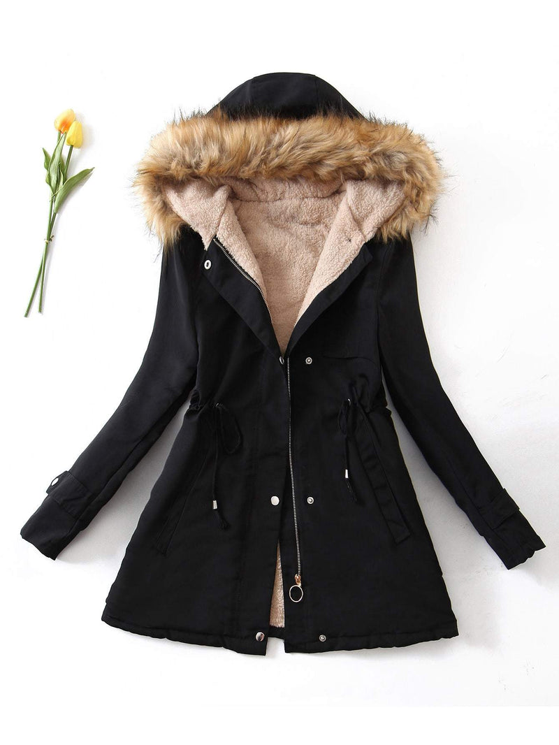 Teddy Lined Drawstring Parka Coat - INS | Online Fashion Free Shipping Clothing, Dresses, Tops, Shoes