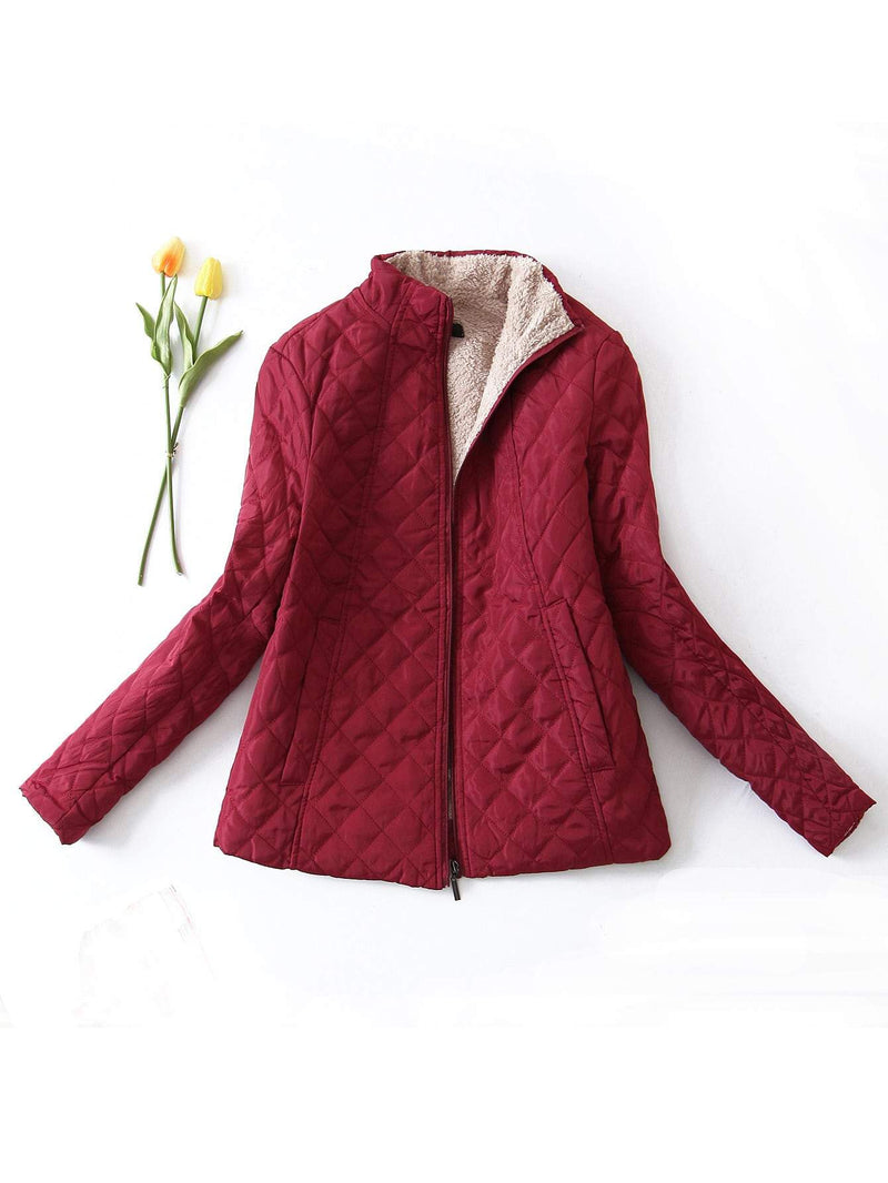 Teddy Lined Zip Up Padded Coat - INS | Online Fashion Free Shipping Clothing, Dresses, Tops, Shoes