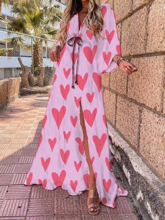 Temperament Commuter V-Neck Printed Chiffon Dress - Maxi Dresses - INS | Online Fashion Free Shipping Clothing, Dresses, Tops, Shoes - 27/07/2021 - 40-50 - Category_Maxi Dresses