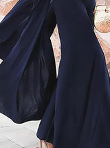 Temperament Queen V-neck Shawl Sleeve Fashion Slim Long Dress - Maxi Dresses - INS | Online Fashion Free Shipping Clothing, Dresses, Tops, Shoes - 26/07/2021 - 30-40 - color-blue