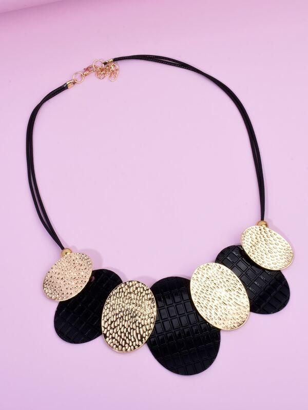 Textured Oval Pendant Necklace - INS | Online Fashion Free Shipping Clothing, Dresses, Tops, Shoes