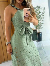 Thick Strap Hollow Out Maxi Dress - Maxi Dresses - INS | Online Fashion Free Shipping Clothing, Dresses, Tops, Shoes - 30/04/2021 - Color_Green - Color_Yellow