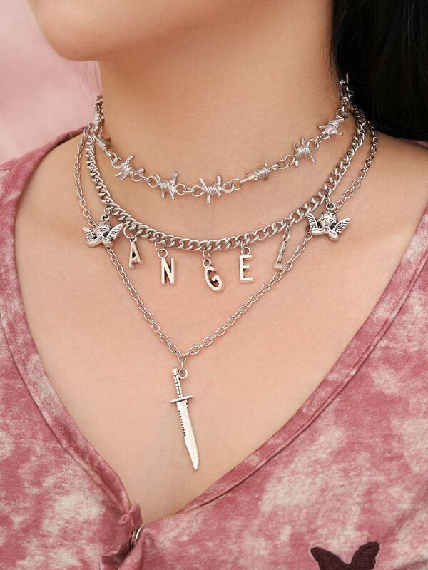 Thorn & Angel Charm Layered Necklace - INS | Online Fashion Free Shipping Clothing, Dresses, Tops, Shoes