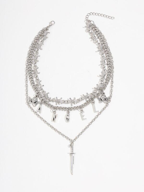 Thorn & Angel Charm Layered Necklace - INS | Online Fashion Free Shipping Clothing, Dresses, Tops, Shoes