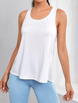 Tie Back Criss-cross Sports Tee - Activewear - INS | Online Fashion Free Shipping Clothing, Dresses, Tops, Shoes - 02/03/2021 - Activewear - Color_White