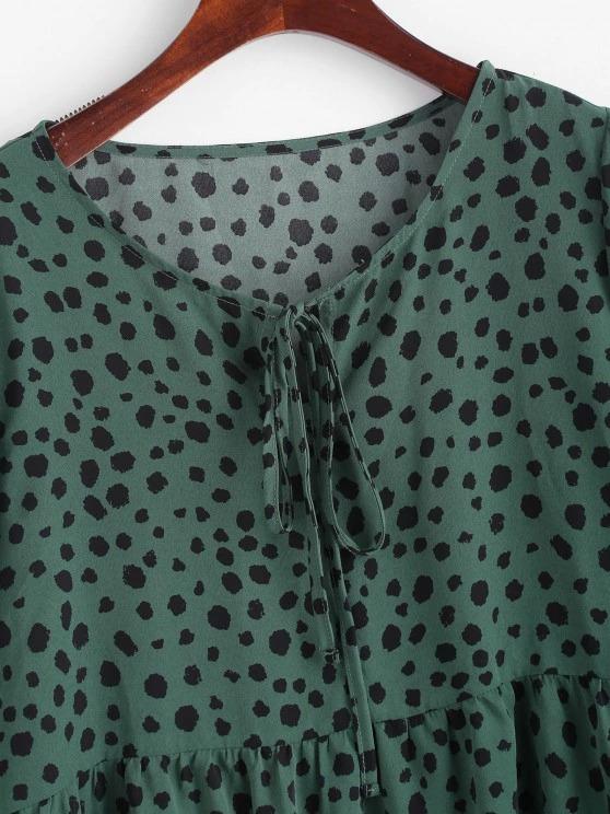 Tie Collar Spotted Print Blouse - INS | Online Fashion Free Shipping Clothing, Dresses, Tops, Shoes