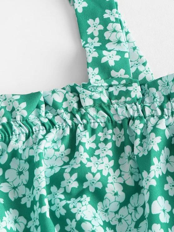 Tie Ditsy Print Tiered Trapeze Sundress - INS | Online Fashion Free Shipping Clothing, Dresses, Tops, Shoes