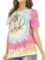 Tie Dye Bee Print Rainbow T-Shirt - T-Shirts - INS | Online Fashion Free Shipping Clothing, Dresses, Tops, Shoes - 13/04/2021 - Color_Multicolor - Daily