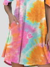 Tie-Dye Casual Off The Shoulder Ruffle Pocket Dress - Mini Dresses - INS | Online Fashion Free Shipping Clothing, Dresses, Tops, Shoes - 03/07/2021 - 10-20 - Category_Mini Dresses
